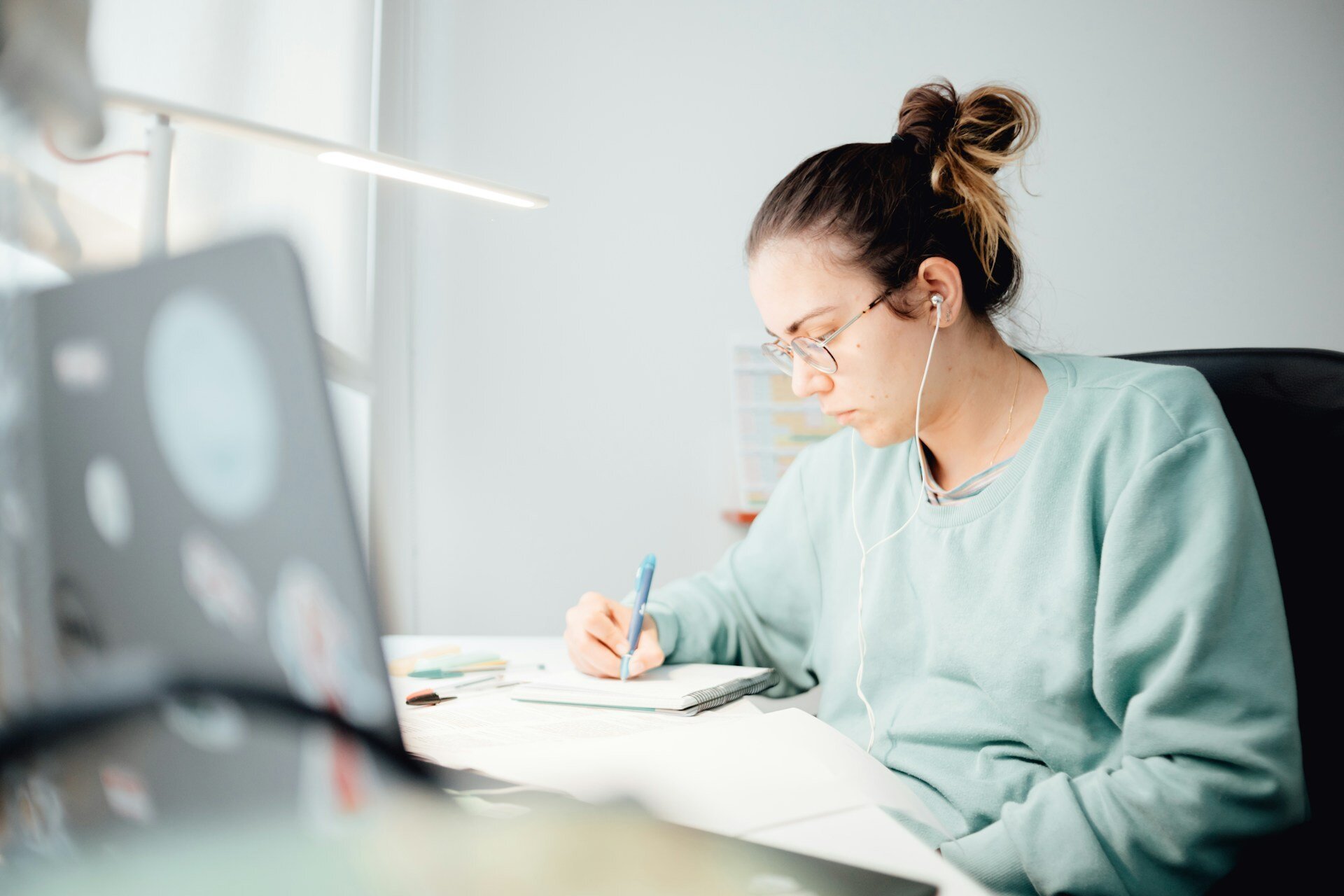 woman studying